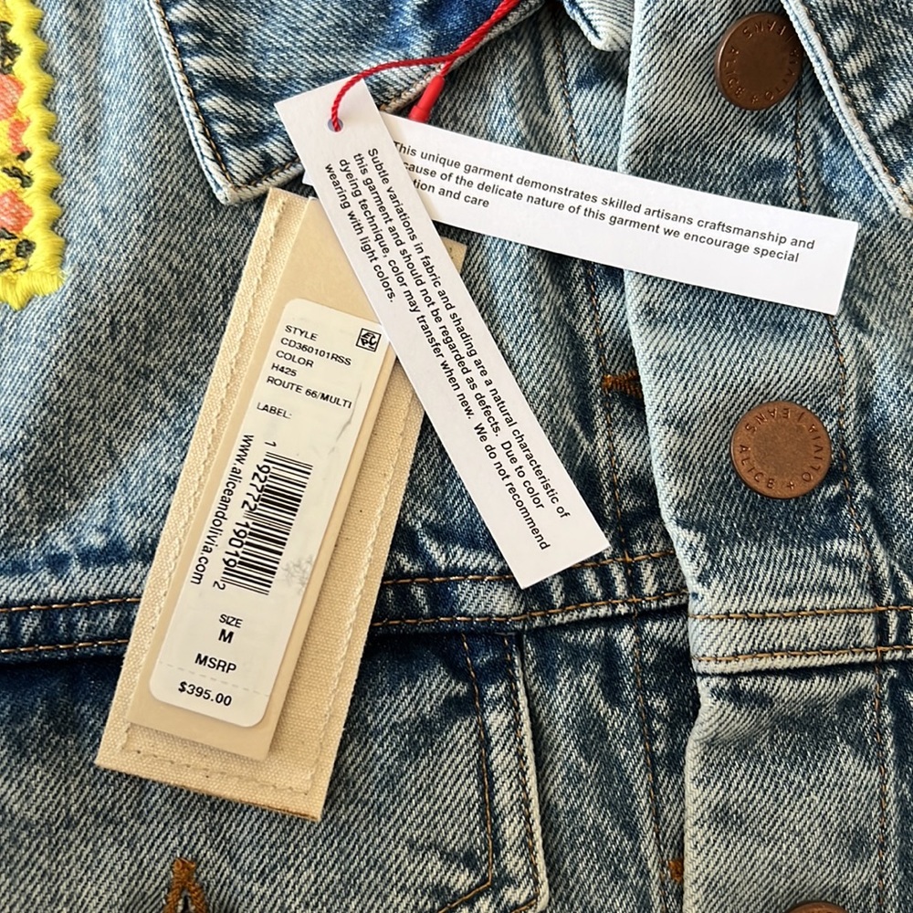 Alice + Olivia crop denim jacket NEW - Picture 7 of 10